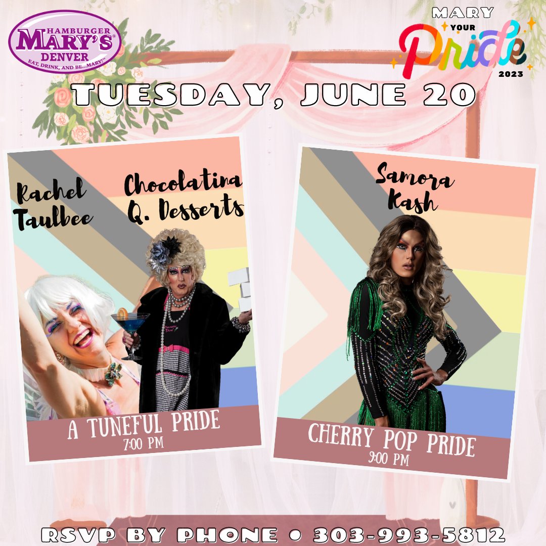 TONIGHT!!!

Kick off your Pride celebrations with Chocolatina Q. Desserts' Tuneful Pride at 7 PM, followed by Cherry Pop Pride with Samora Kash at 9 PM! 💋