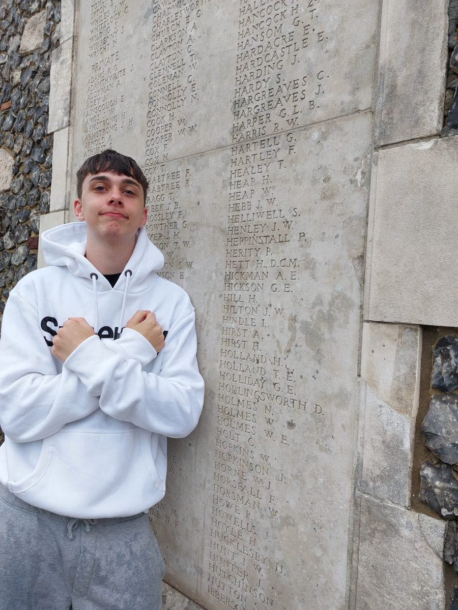 Bayernwald, Passchendaele Memorial Museum, show and tell, Zonnebeke to Tyne Cot Cemetery &amp; Langermarck Cemetery. At Tyne Cot, student Charlie paid his respect to his relative, Selwyn Helliwell, listed on one of the missing in action columns. <a href="/AngliaTours/">Anglia Tours</a> #verulambattlefield