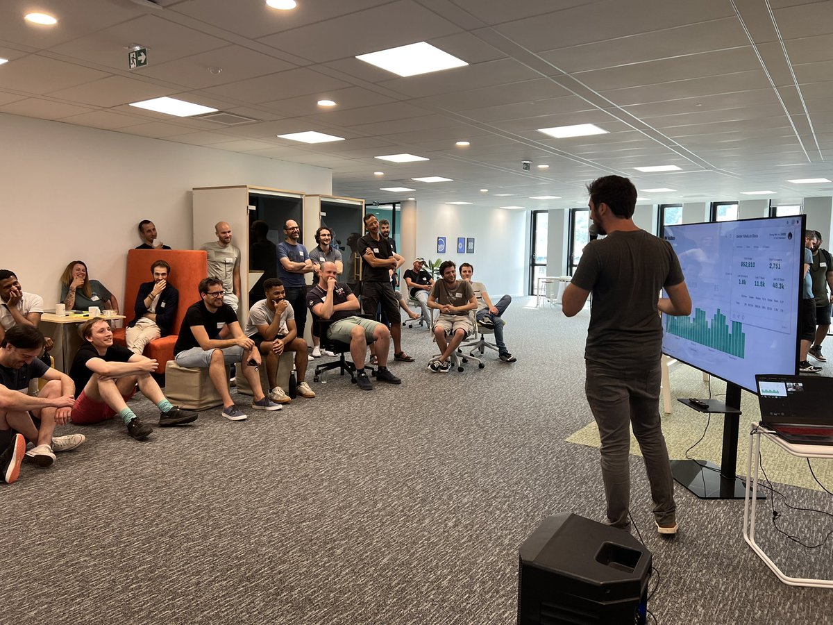 tpierrain's tweet photo. And our regular Power point karaoke 😂 to end this great #unconf at #Agicap https://t.co/wqCH7OkmBA