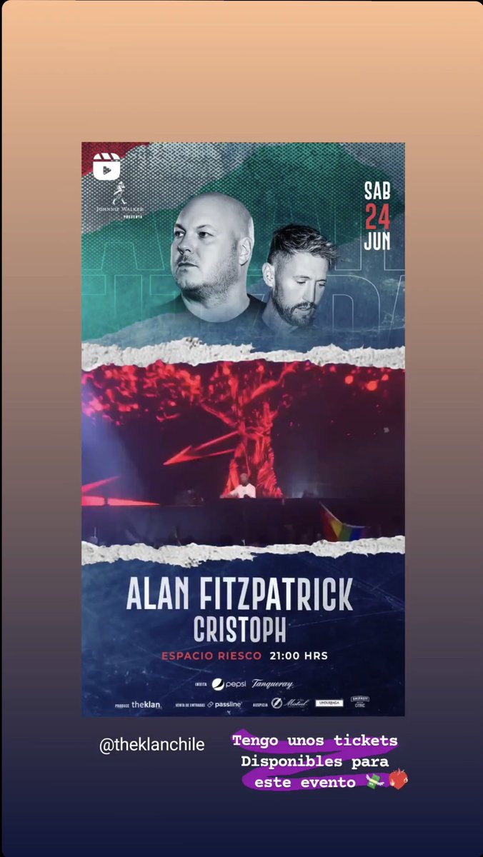 Gesia_rulos's tweet image. Vendo entradas  para este evento !!!💸💣 más un regalo extra 🤩 
24 de junio 💥
#alanfitzpatrick #cristoph #theklan #espacioriesco