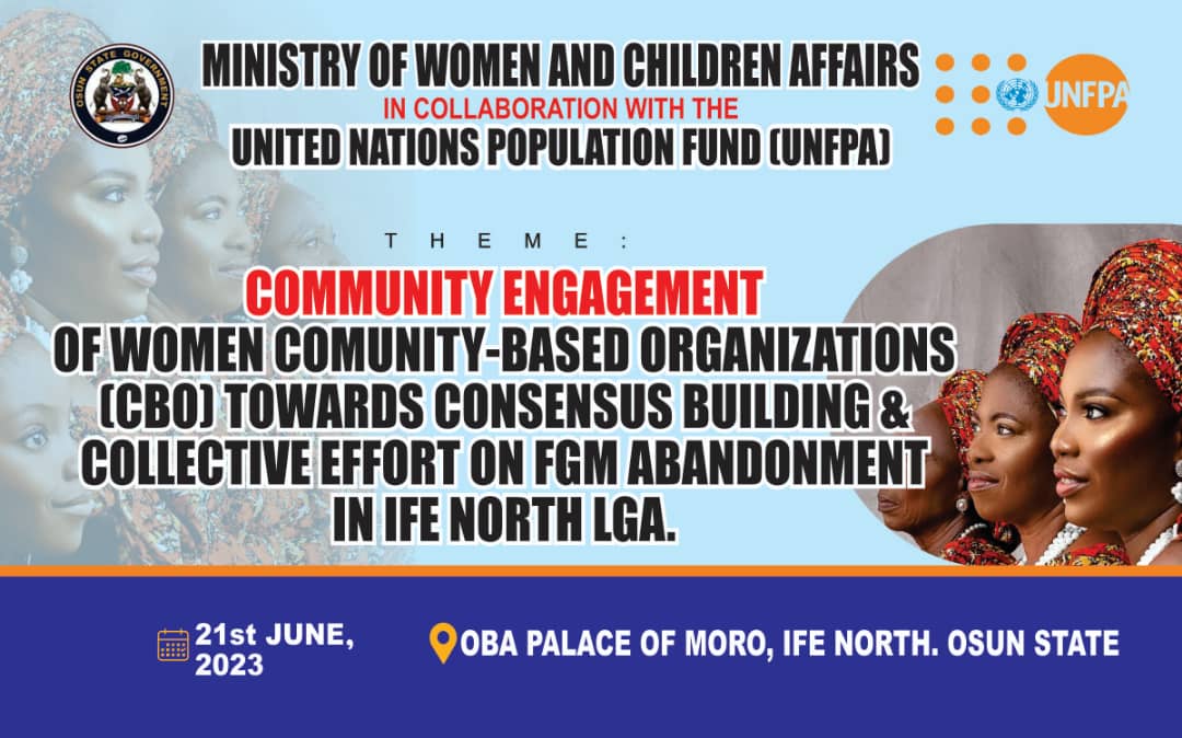 Tomorrow in Moro, Osun State.
Let's join hands together to #EndFGM  and other forms of violence against women and girls.