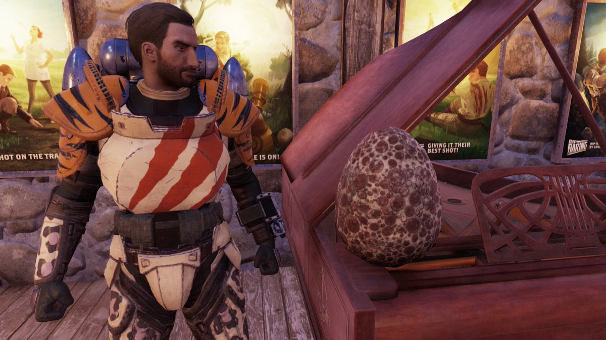 Ah the egg of an Ogua… I shall raise this as my own personal cryptid hunting… cryptid! The name shall be… #Fallout #Fallout76 #FalloutRP #RipDaring