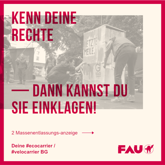 FAU_Berlin's tweet photo. Kenn deine Rechte! Was passiert wenn eine Massenentlassungsanzeige fehlt? #YourDamnRights #ecocarrier #velocarrier https://t.co/6mPcUQTFPa