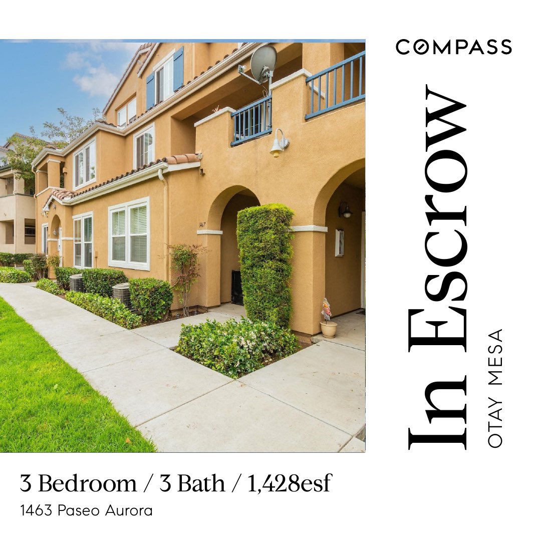DelPhillips's tweet photo. #InEscrow congratulations to our VA Buyer, who secured this stunning three bedroom three bath trilevel townhome in Otay Mesa. Listed for $599,000. - Del Phillips @ Compass CaDRE#01267333 https://t.co/d2IgntWUi0