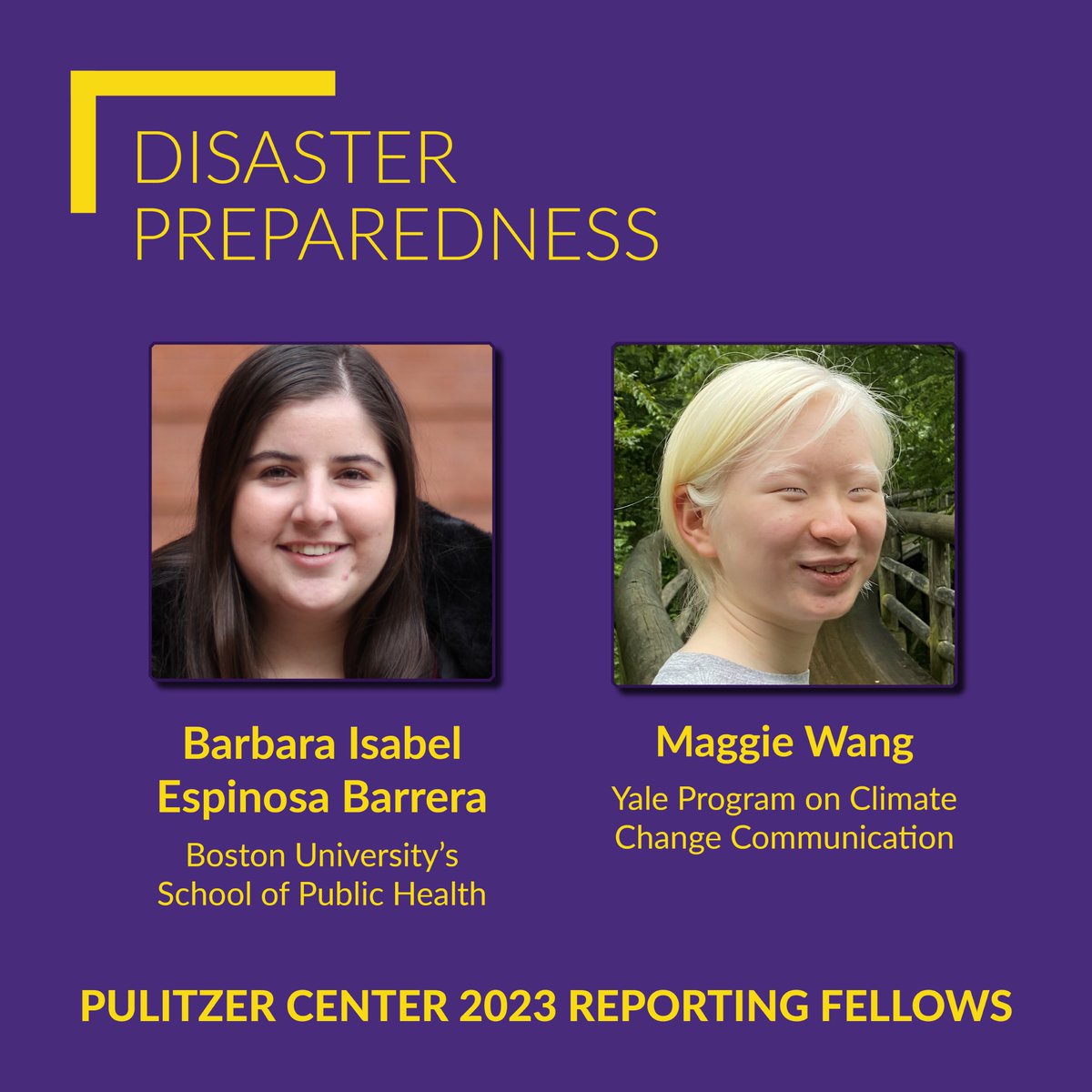 Say hello to our 2023 Fellows reporting on disaster preparedness abroad. 

Their projects will take them to Ecuador and the Philippines. 

Learn more below! 👉bit.ly/ReportingFello…