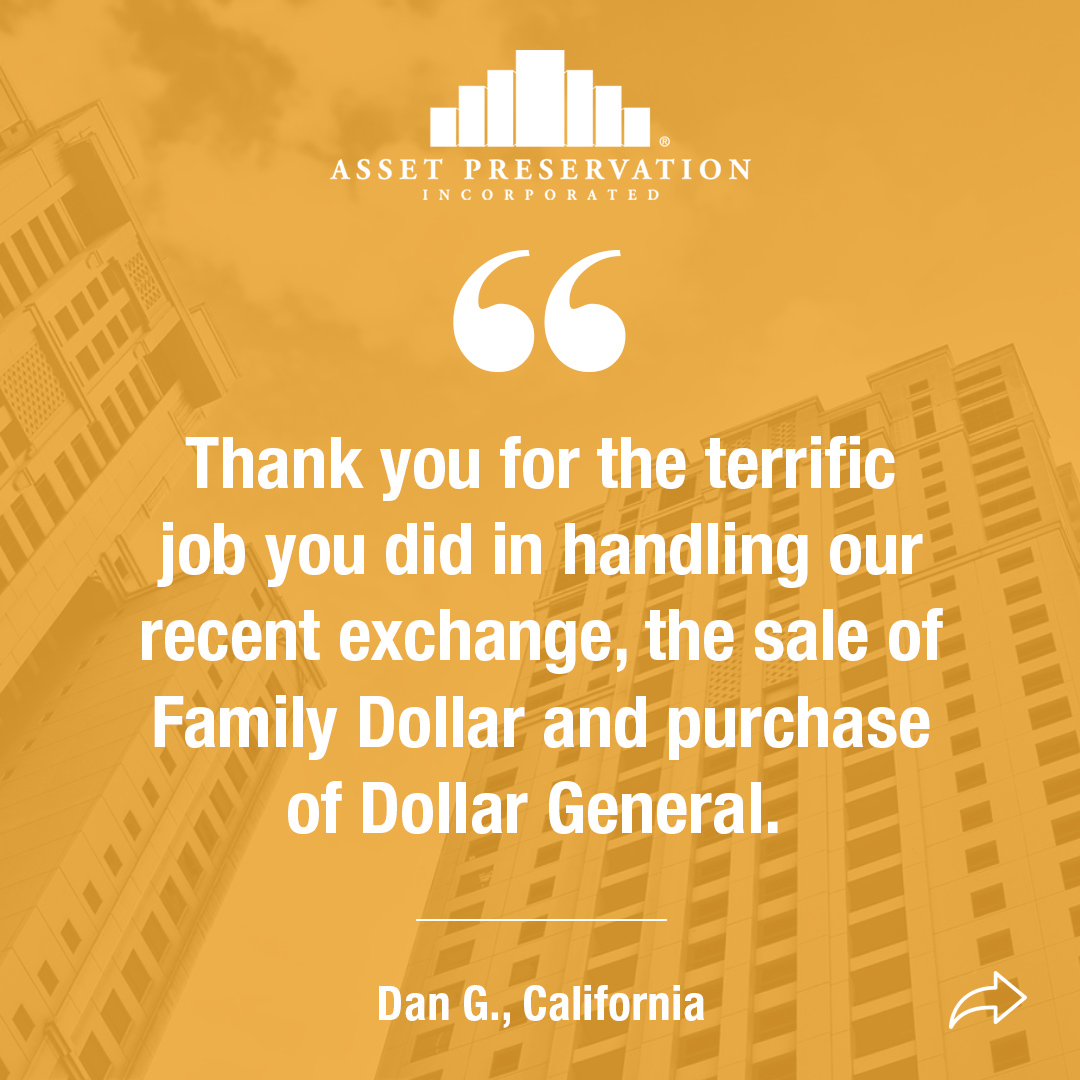 1031TaxExchange's tweet image. Happy #testimonialtuesday! 📣

We love reading reviews on how your #1031exchanges are being handled, keep 'em coming! 

Do you have a 1031 question? Call API and set up a free consultation or to discuss your 1031 exchange needs! 
☎️ 800.282.1031 
#assetpreservation