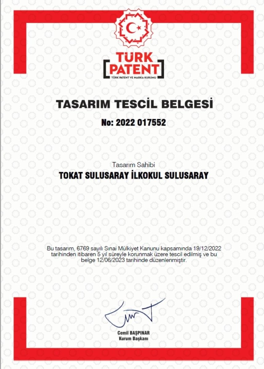 tokatmem's tweet photo. Almus Çevreli Şehit Abdullah Eymur Ortaokulu marka tescili; Sulusaray İlkokulu, Yeşilyurt Yunus Emre İlkokulu ve Ortaokulu ise okul logosu için tasarım tescili almıştır. 

Emeği geçenleri tebrik ederiz. 👏

@tcmeb @ahmetozdemirmem https://t.co/fAATKoL5FL