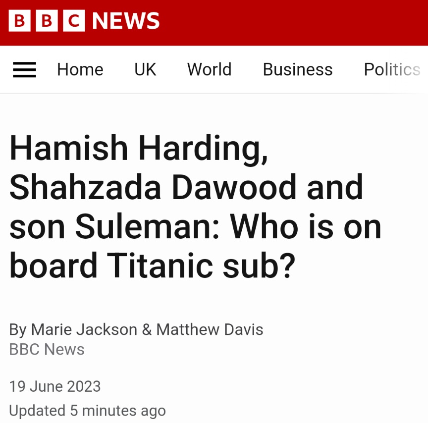 tek_nikel54's tweet image. 🗞️ #HamishHarding, #ShahzadaDawood and #son #SulemanDawood: #Who is #onboard #Titanic #Submersible? 🌹 

#AtlanticOcean #Boston #Massachusetts #IdiotnWitch🧹
📽️ @ONeIndiaNews dai.ly/x8lwqeh
📷bbc.com/news/uk-659555…