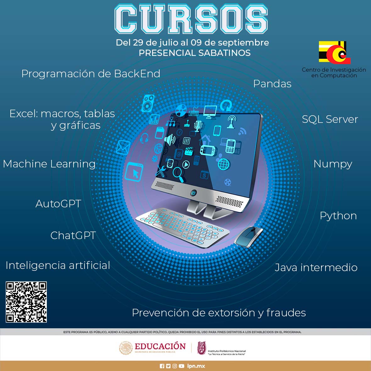 CIC_IPN_OFICIAL's tweet photo. #CURSOS en el CIC #IPN 🏃‍♀️🏃🏃‍♂️🏃‍♂️🏃‍♀️
DUDAS: 5557296000 ext. 56605  y  56510 (horario de oficina)
https://t.co/NNiCn98Zuq https://t.co/jJYzyKUKlT