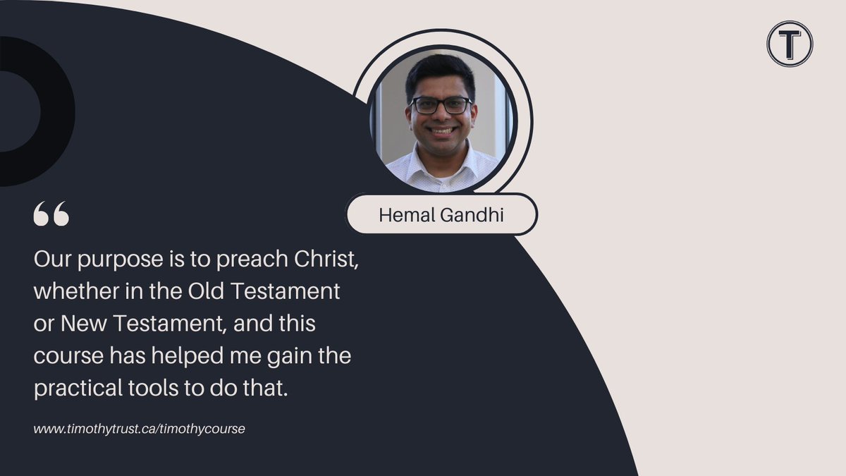 TheTimothyTrust's tweet photo. Sign up now for our Timothy Course (https://t.co/Cx6SYWy8RS). This year-long, seminary-level course helps you study and teach the Bible. Hemal Gandhi shares his experience:
#TimothyTrust https://t.co/t8atUPjdOx