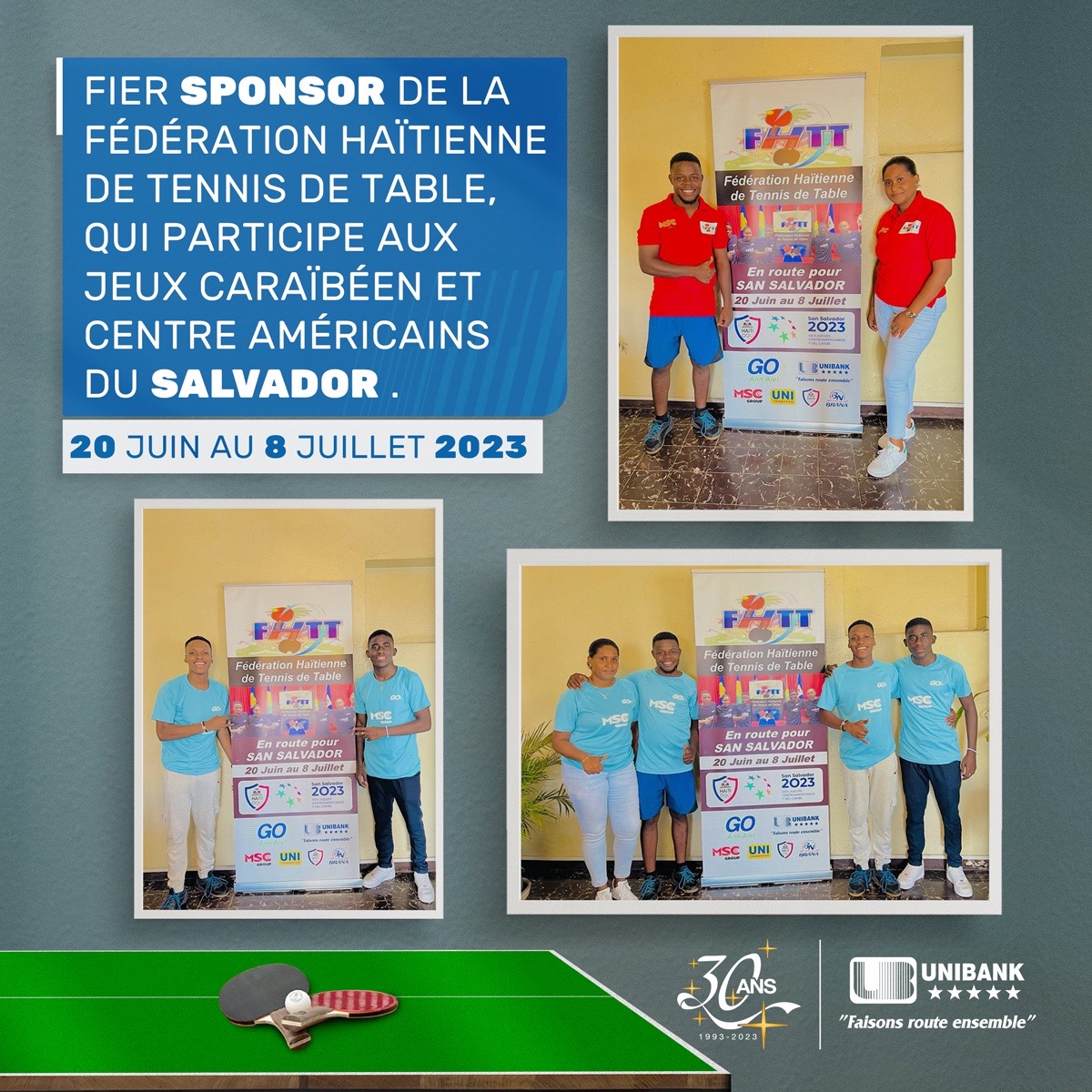 UBHaiti's tweet photo. Nous souhaitons du succès à la délégation représentant Haïti aux Jeux Caraïbéens et Centre Américains du Salvador !
.
.
#FaisonsRouteEnsemble #UnibankHaiti #30ansunibank #FHTT https://t.co/FbICwbZnyk
