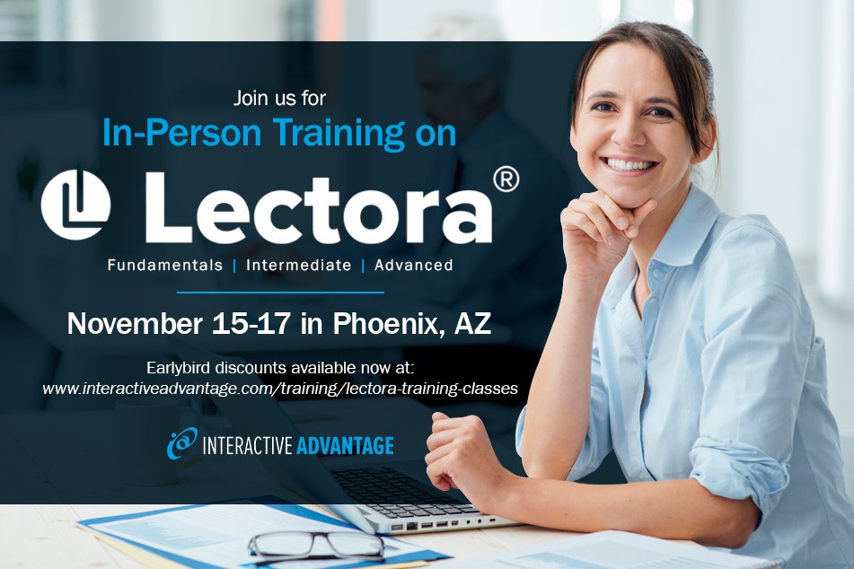 InteractiveAdv's tweet photo. In-person is back! Join us for the in-person Lectora class series in Phoenix, Arizona November 15-17th.
Save $150 when you purchase the 3-day class series! Use coupon code PHOENIX23 before August 31st for a special earlybird discount! Register now: https://t.co/UcPxADbt3j https://t.co/AlPV0PrM8e