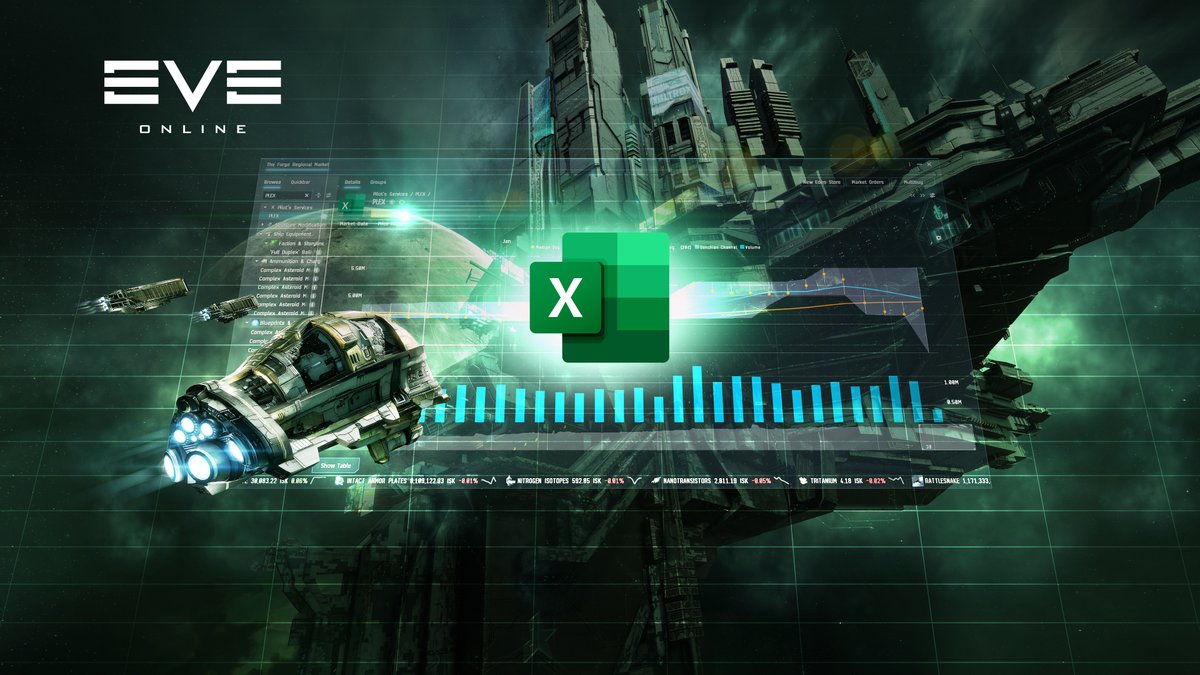 Microsoft Excel and EVE - a perfect match! Want to see the newly-released Excel add-in in action? Join us live at 20:00 UTC on CCP TV where @CCP_Convict will chat with @OZ_in_EVE, CCP Nomad, and a guest from Microsoft to showcase the Excel add-in!

#EVExExcel #Microsoft365 #Excel
