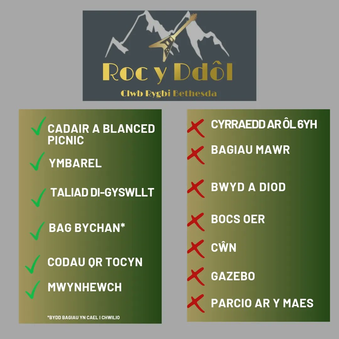 CRBethesda's tweet photo. 📣Top Tips Roc y Ddôl 2023📣
🍻🍷☂️🪑🌞🎫👜💰💃🕺🎵🎸
4 CWSG i fynd...
Ticedi:
https://t.co/kVJ43L6U1E
#rocyddol #pesda https://t.co/mYPCMEzycI