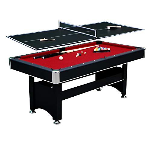 Spartan 6-ft Pool Table with Table Tennis Top - Black with Red Felt - BROWSE MORE::: amazon.com/dp/B07HRD47VX?… #LuxuryLivin #@angrylemonade_ #Playplace