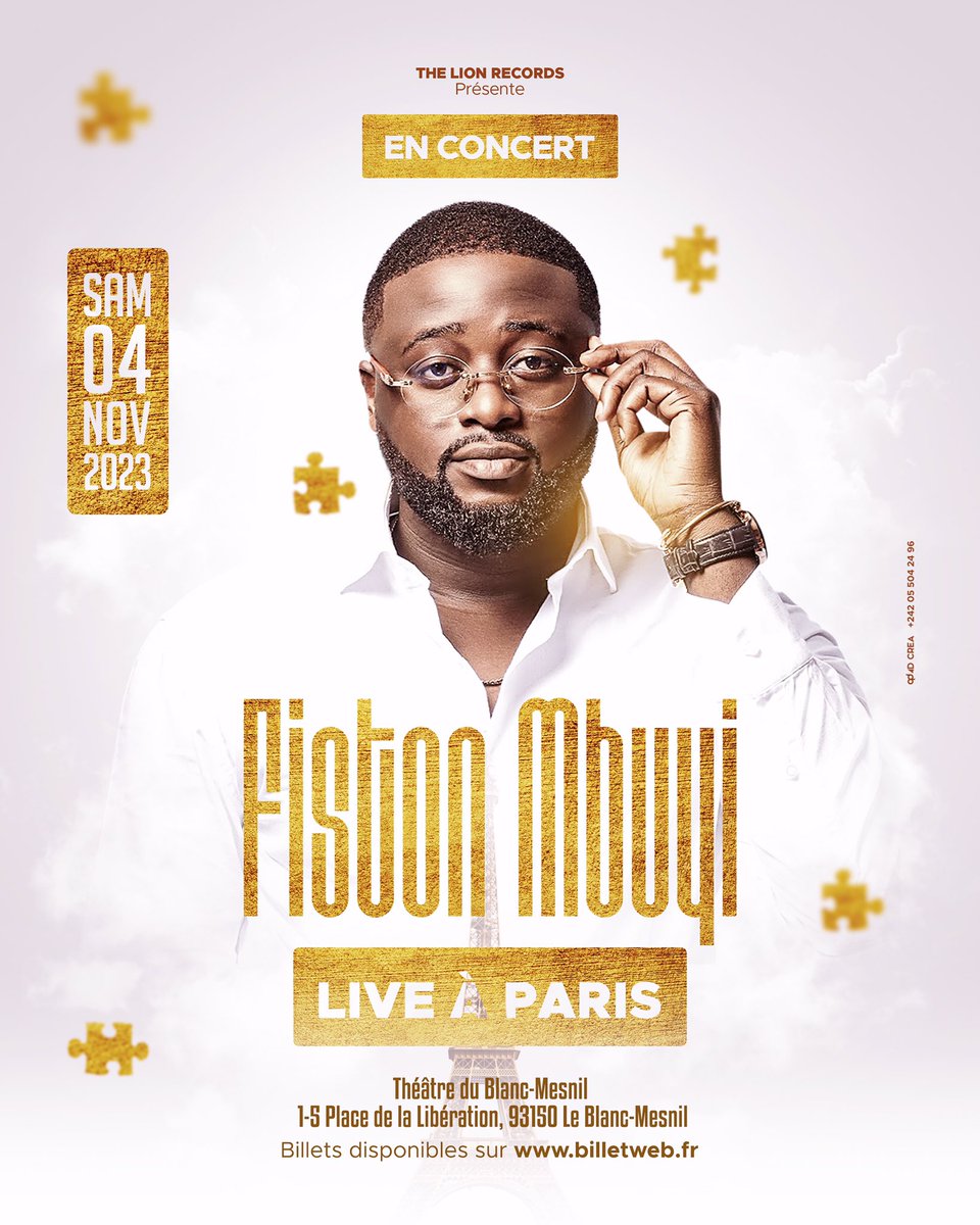 📍SAMEDI 4 NOVEMBRE 2023 À PARIS 🇫🇷

Nous avons l’immense plaisir de vous annoncer que Fiston Mbuyi livrera à Paris un concert exceptionnel qui aura lieu Samedi 4 Novembre 2023 au Théâtre du Blanc Mesnil. 

🎟La billetterie est déjà ouverte :
billetweb.fr/fiston-mbuyi-e…