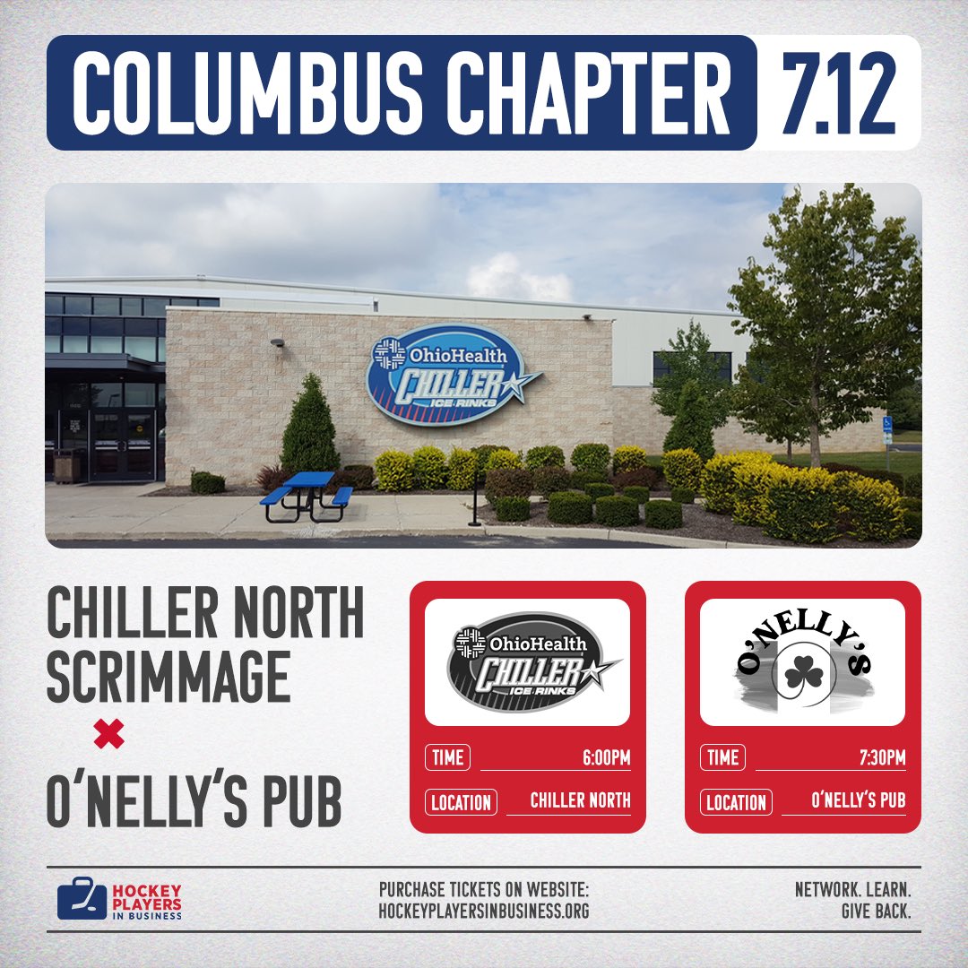 HPIBorg's tweet photo. Columbus Chapter: lace up your skates and join us for a scrimmage at Chiller North from 6-7pm on July 12th! Following the skate, HPIB is hosting a networking event at O’Nelly’s Sports Pub and Grille!
Register at: https://t.co/JNPH6KiYb4
#HPIB #Columbus #Hockey #Business https://t.co/EaBlxZokb3