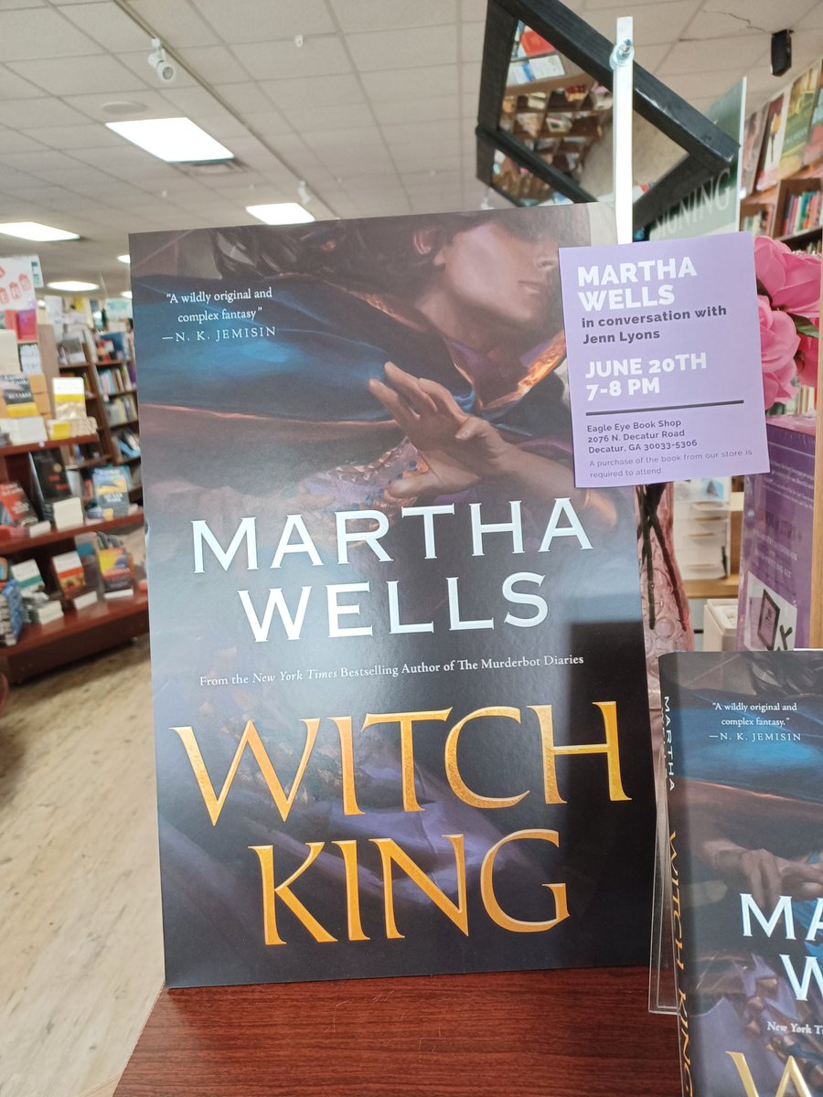 This is happening tonight at 7PM! It's not too late to buy your copy and attend tonight's talk with THE  Martha Wells and the lovely Jenn Lyons! You can also order signed books of both author's books if you're unable to attend. 

#WitchKing #MarthaWells #JennLyons #DecaturGA