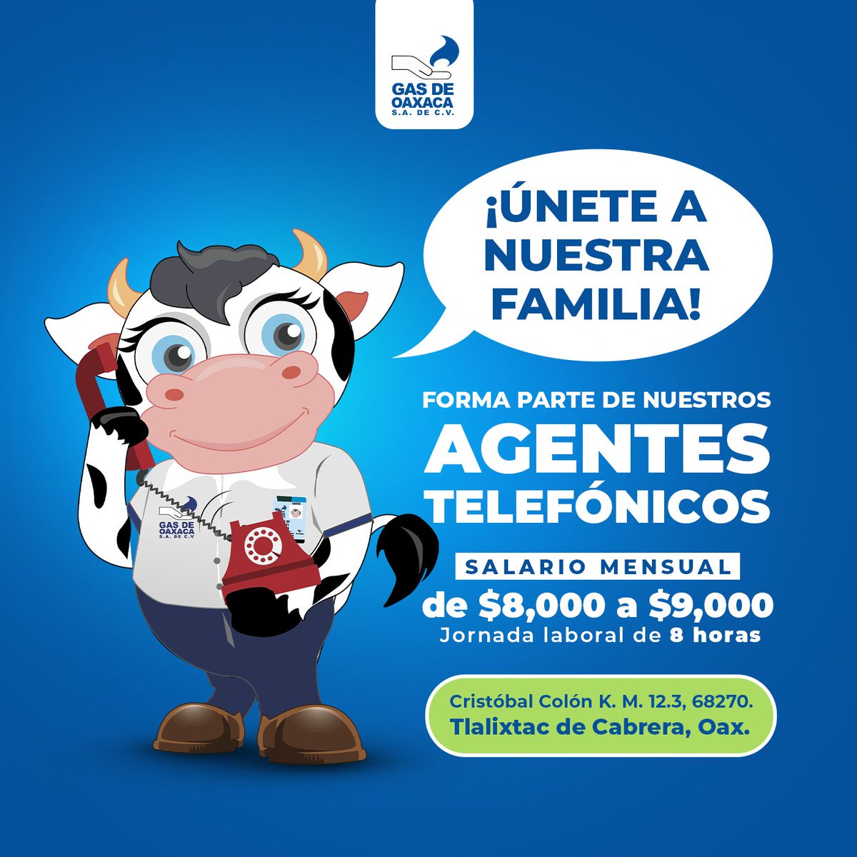 GASDEOAXACA's tweet photo. ¡Estamos en búsqueda de talento!

Si te interesa o conoces a alguien que necesite empleo, envíale este post para que forme parte de “Gas de Oaxaca” como Agente Telefónico.

Mandanos un WhatsApp al 951 243 39 82 o envía tu CV al correo: ventas@gasdeoaxaca.com.mx

#Empleo #Vacantes https://t.co/QnROTP4aoL