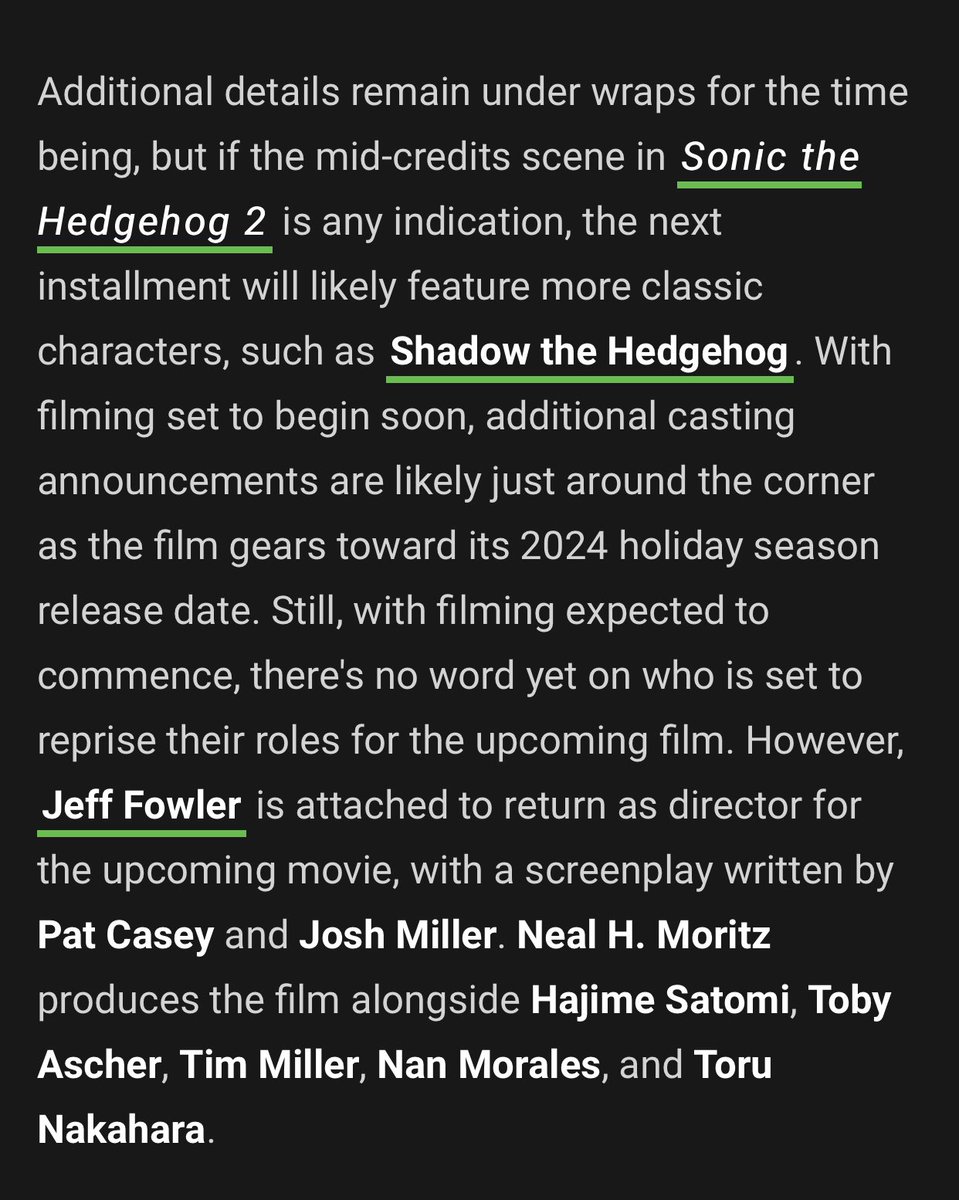 It’s look like we know when filming for Sonic 3 will start. The movie will start filming on the last day of August. Also, it’s look like Jeff Fowler will return to direct the next one.

#sonic #SonicMovie3