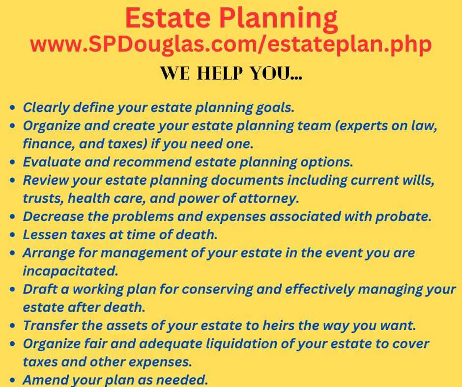 For more information on #estateplanning contact us in our Whiteville, Elizabethtown, or Lumberton office to speak with one of our professionals.
SPDouglas.com/estateplan.php