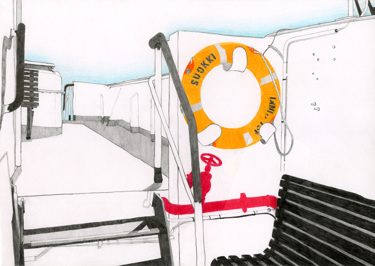 The bright and oblique light on the ferry deck.
First drawing I did of Helsinki, years ago.
Have sat on that bench many times since then.
#Suomenlinna #Sveaborg