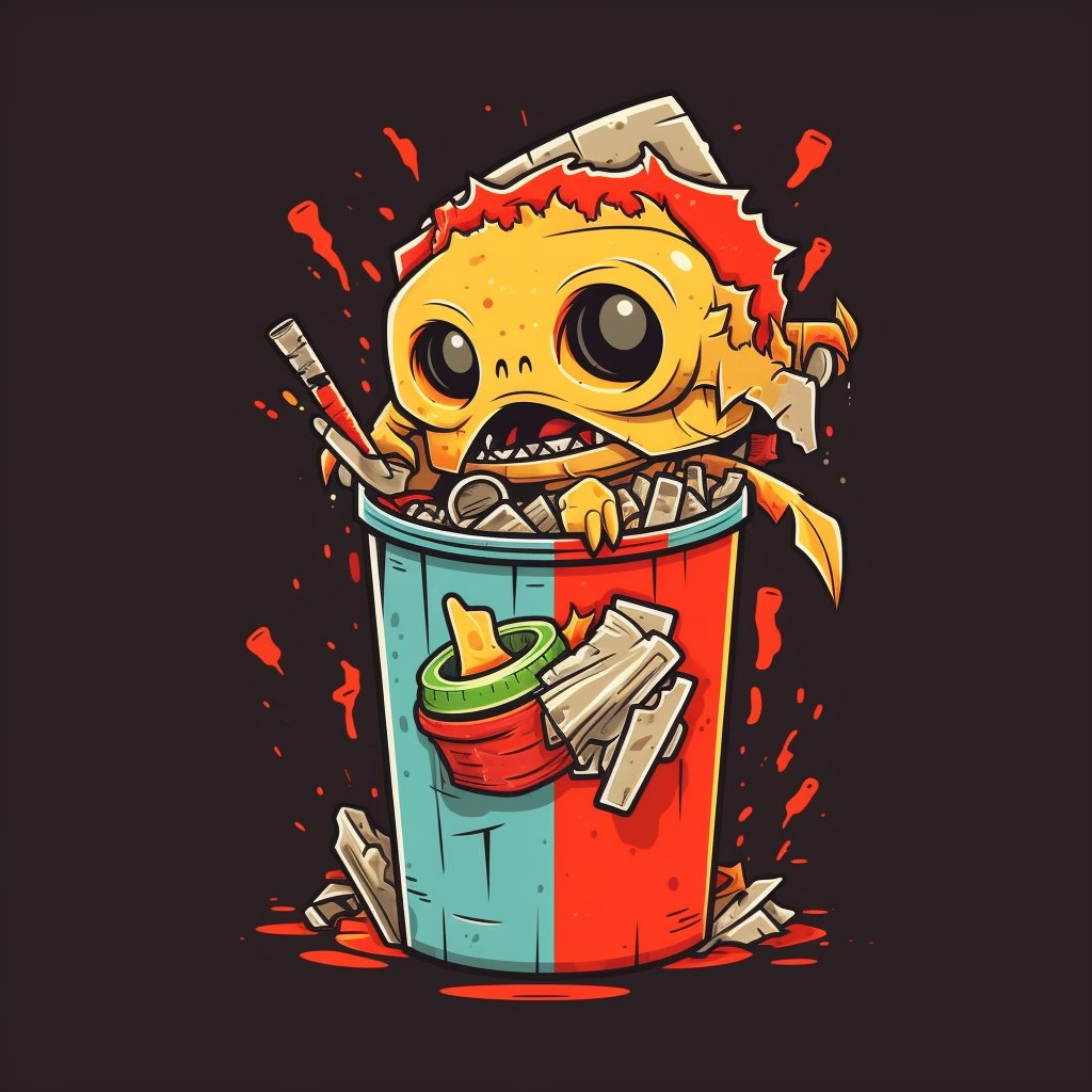 RickySharpITB's tweet photo. My perfect @garbagefriends companion would be a fish skeleton friend like this one, surrounded by soy sauce and chopsticks.
To be transparent, I did use MidJourney for this. It's not perfect either but I think there is something there.
#GarbageUniversity https://t.co/VpheUp8QjZ
