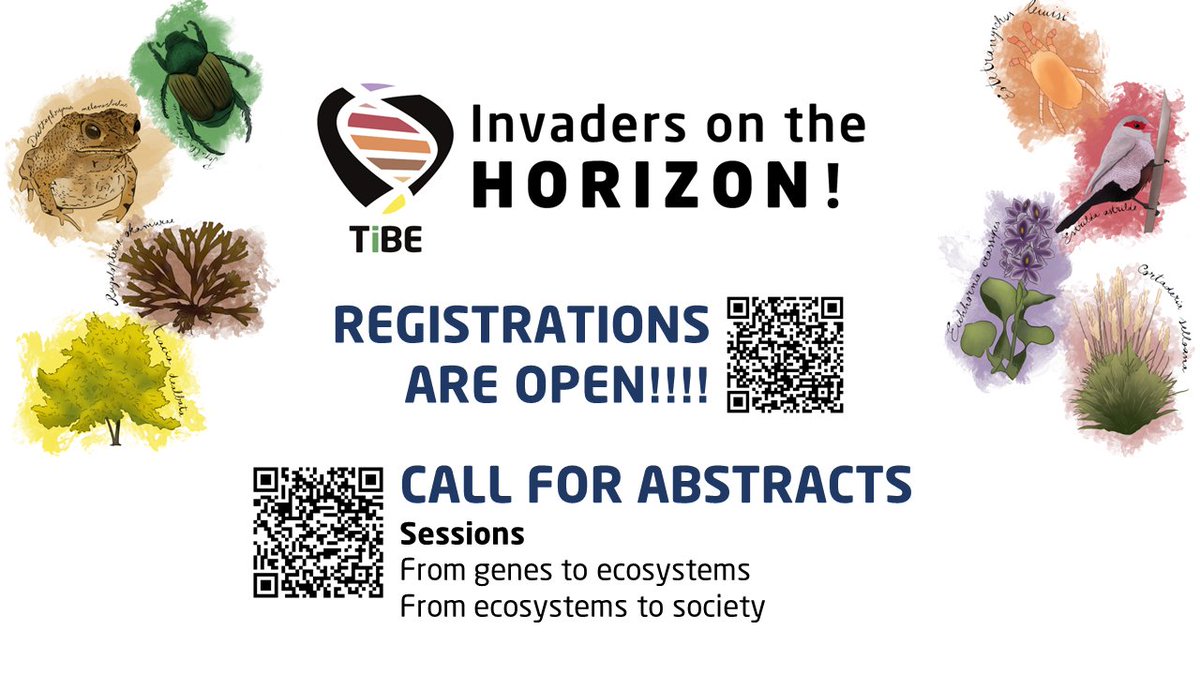 📢CALL FOR ABSTRACTS FOR TiBE2023 📢
Invaders on the Horizon: Advancing #InvasionScience, from #Genes, to #Ecosystems to #Society
We are also excited to announce that registrations are also open!!!😁🎉
