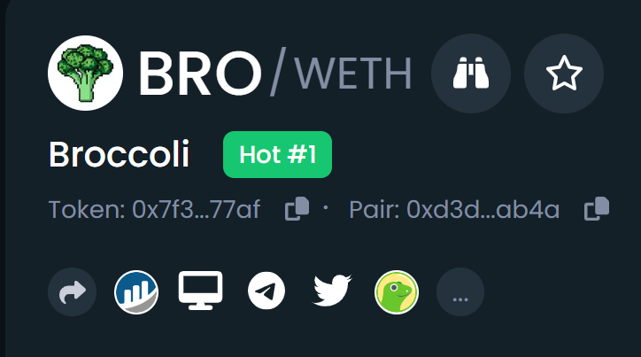 ops, again! hottest vegetable on dextools

#BROISFORBROCCOLI