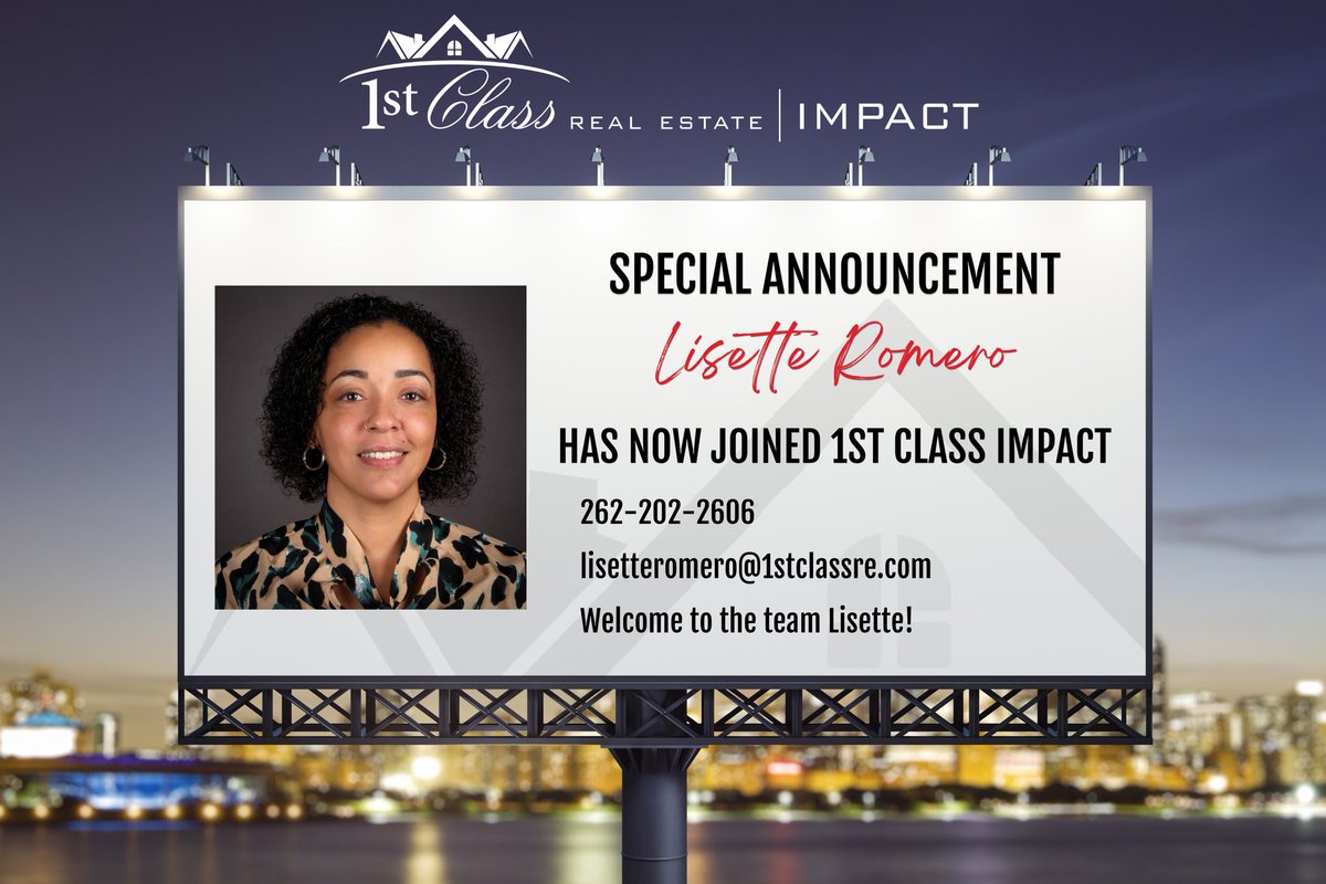 Everyone please help welcome the newest addition to 1st Class Impact! Lisette will be working in the Milwaukee area. #welcome #1stclassrealestate #1stclassimpact #makeanimpact