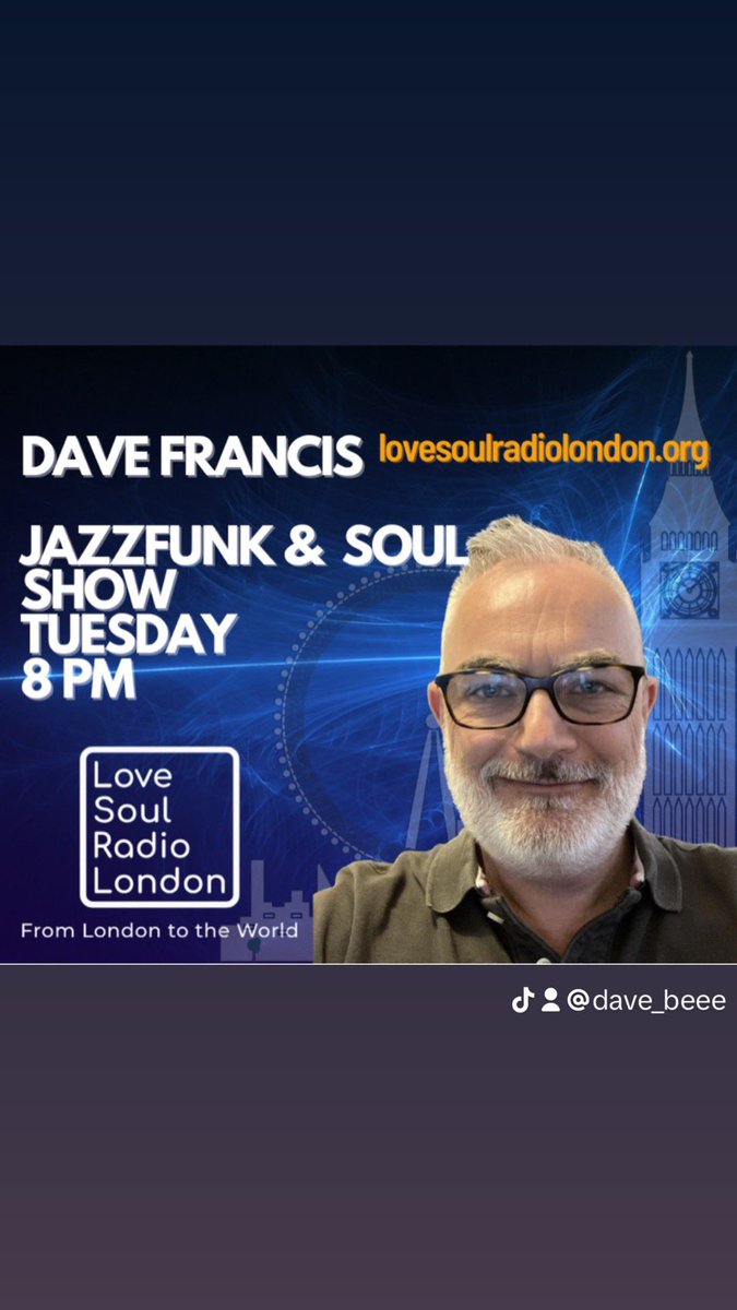 Join me at 8pm UK time @soulradiolondon #jazzfunk #soul #disco #funk #dance #oldschool #oldskool #raregroove #radio #radio #music #britfunk #funky #groove  #thedavefrancisjazzfunkandsoulshow