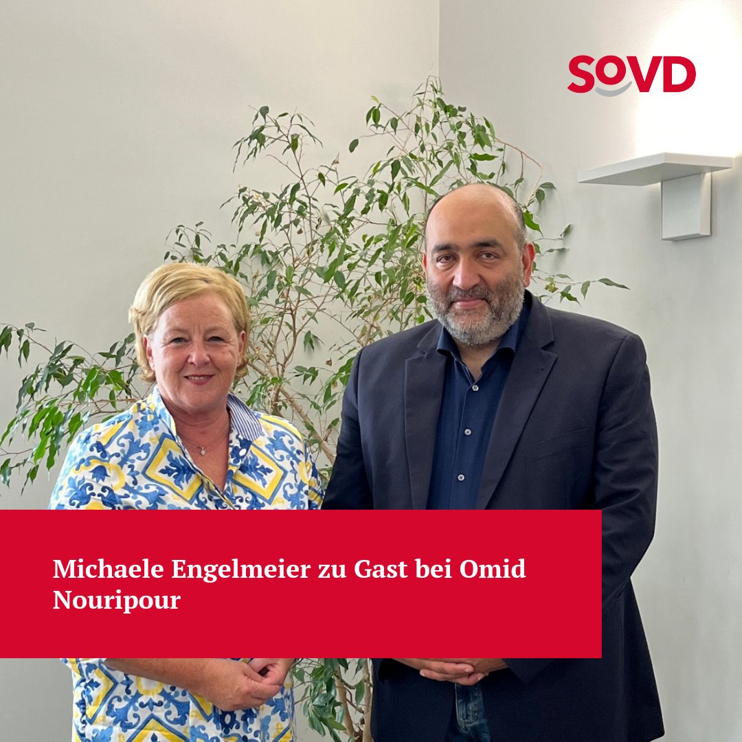 SoVD_Bund's tweet photo. Heute war unsere Vorstandsvorsitzende, Michaela Engelmeier zu Gast bei Omid Nouripour, Bündnis 90/Die Grünen.

Es ging um die Kindergrundsicherung und die Situation der Pflege. Es war ein sehr freundlicher und positiver Austausch, den wir gerne weiter ausbauen. https://t.co/KqiVvcULba