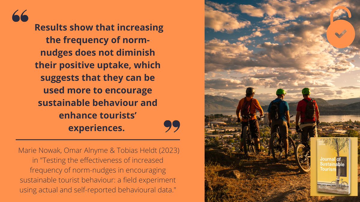 🆕in #JOST “The experiment offers empirical evidence on the effectiveness of increased norm nudges on #sustainable #tourist behavior,” says Marie Nowak👇 Read on for free🔗🔓tandfonline.com/doi/full/10.10…