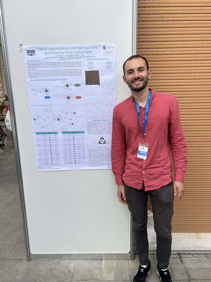 Vyali Moldoveanu (@vyalimoldoveanu) on Twitter photo Really Happy to present my first poster at ISOS 2023 entitled “Nano-organocatalytic Michael reactions promoted by Chiral Carbon Dots” representing my research group.
Great opportunity <a href="/_SynergyLab/">Synergy Lab</a> Really Happy to present my first poster at ISOS 2023 entitled “Nano-organocatalytic Michael reactions promoted by Chiral Carbon Dots” representing my research group.
Great opportunity <a href="/_SynergyLab/">Synergy Lab</a>