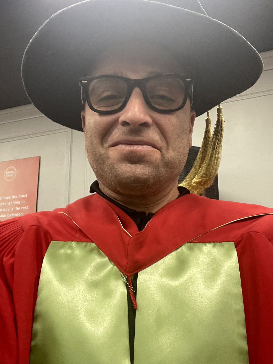 A pleasure to share the stage with friend &amp; fellow Dr. <a href="/doctorow/">Cory Doctorow NO LONGER ON TWIT TER</a> 
Auguri!

I know you believe 🏫 was not for you, but having taught your writing to 1000+ students across 2 decades, you are wrong.

Your writing imagines the possible and is the hope public education needs 🫶