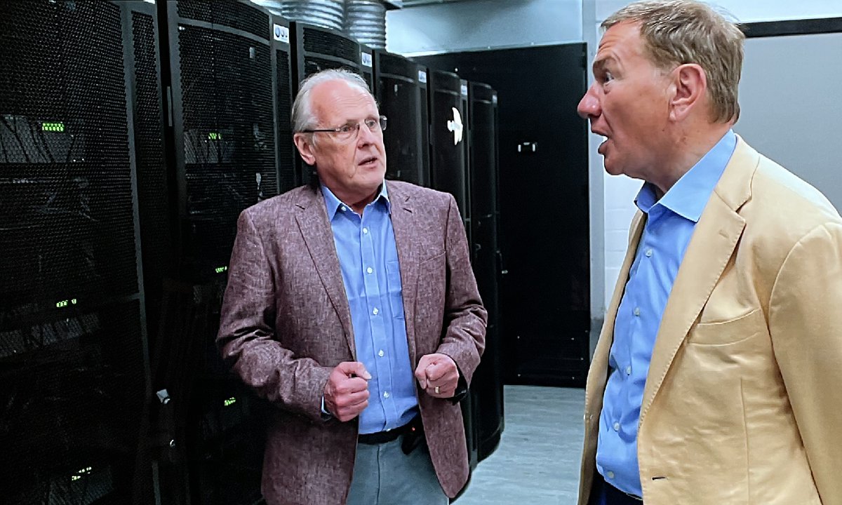 daveac's tweet photo. Just enjoyed Great British Railways 'Urmston to New Islington' (S14 E2) here are 4 captures relating to Computers & their connection to Manchester - with Steve Furber (with Michael Portillo) talking Baby & SpiNNaker #BBCTwoHD #Computing https://t.co/OXWouwspUe