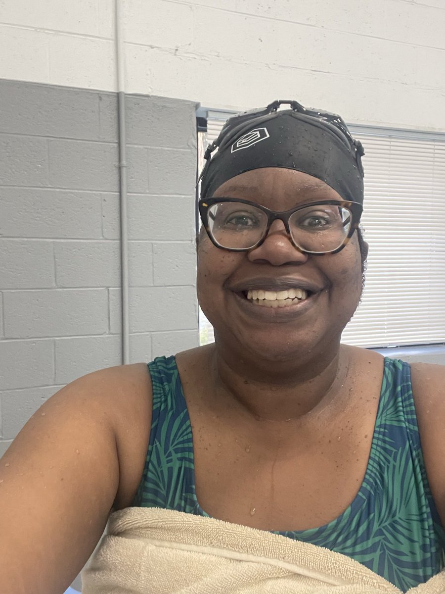 I’m learning to swim! Finally found an adult swim class that fits my schedule I want to go on better vacations & some of those require swimming  Also learning that the breath, kick & stroke thing require more coordination than I currently have  😳😂 🏊🏾‍♀️ #learntoswim