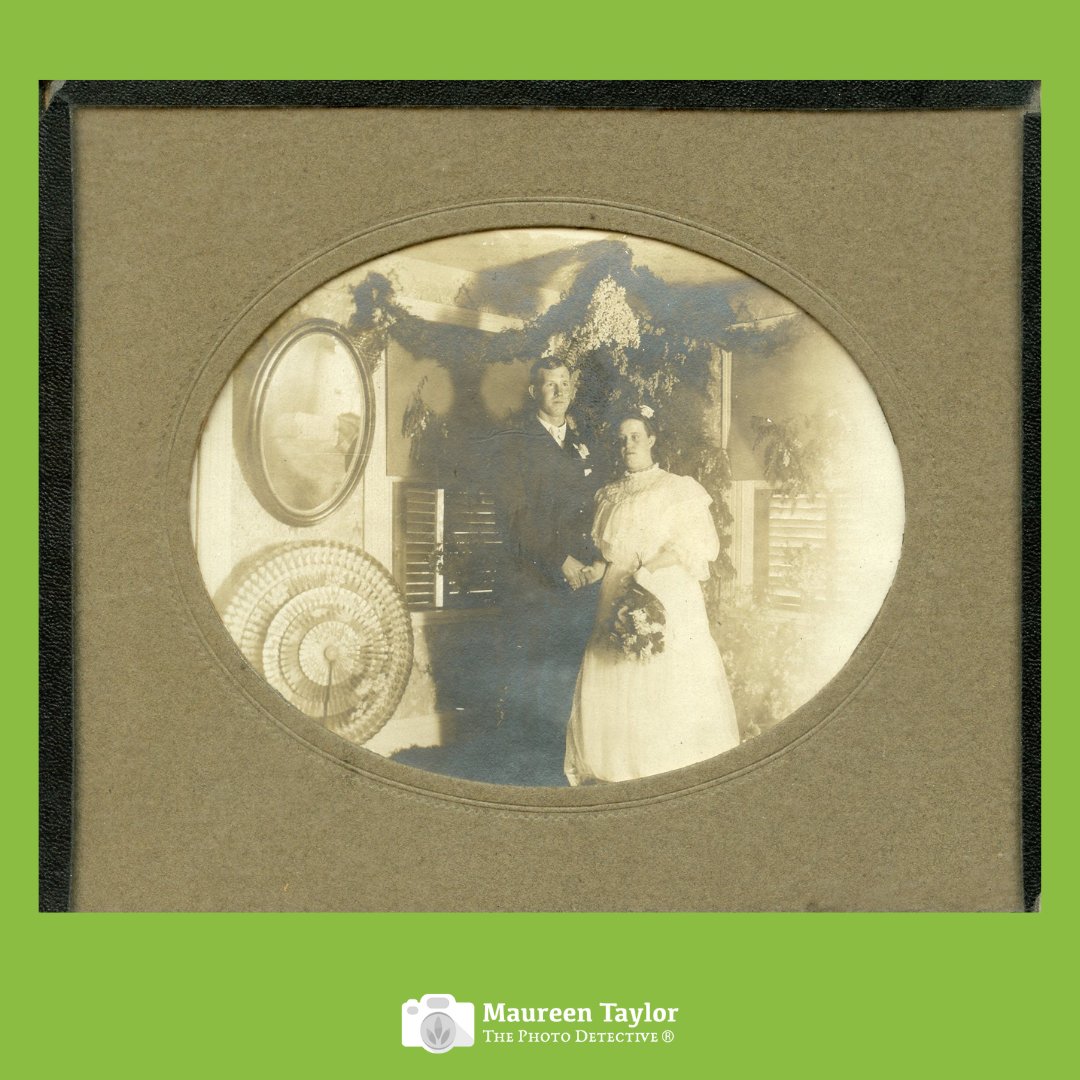 There are so many distracting details in this wedding picture taken indoors. What jumps out to you?  I love the shades on the windows.