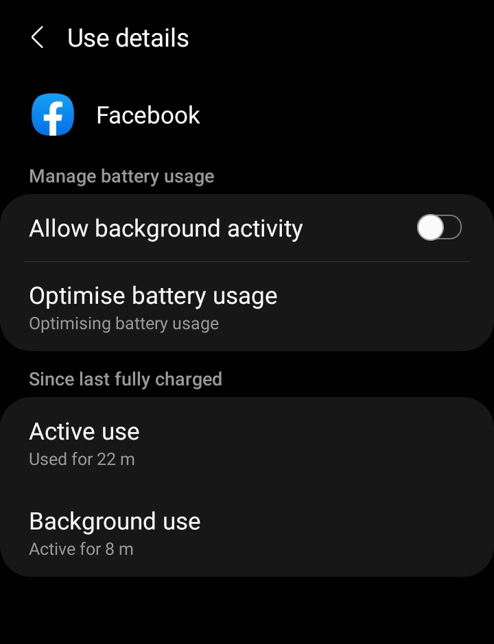 Facebook tracks you everywhere all the time. Period. I disabled background activity for it ever since I am using this app. However, surprisingly it still shows background use active for 8 minutes including active use for 22 minutes. #DeleteFacebook