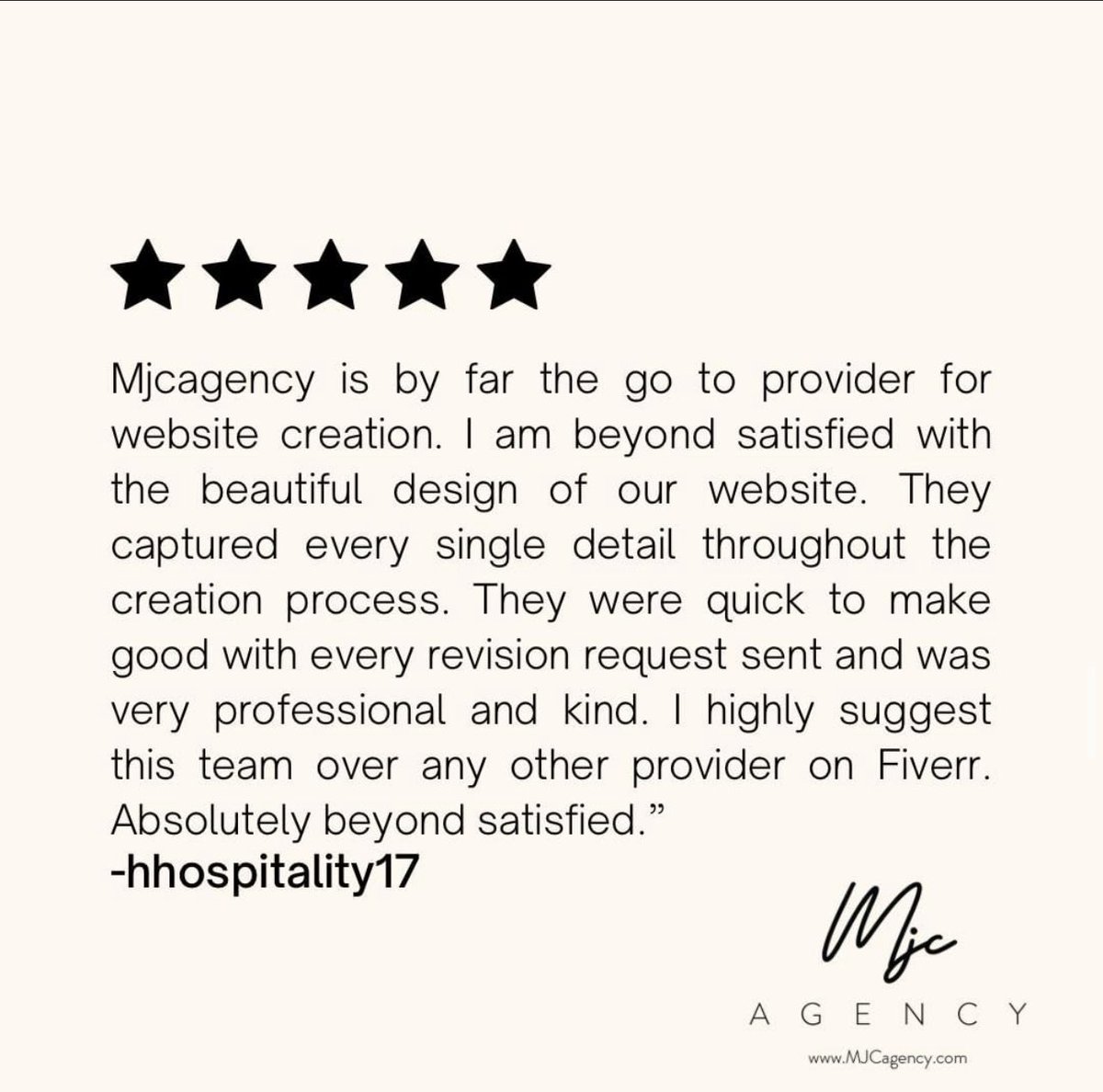 ⭐️Thank you so much for your kind words. We value all of our clients and want to make sure every single one is completely satisfied! Contact us today for your website design needs! ⭐️
.
.
.
#mjcagency #mjcagencyteam #clientreview #happyclient #designteam #wixdesign #wixwebsite