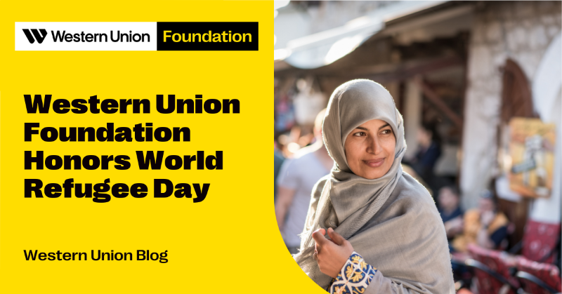 WesternUnion's tweet photo. The Western Union Foundation honors those who have crossed borders in search of safety and a better quality of life. This #WorldRefugeeDay we're proud to spotlight our partner, @EFE_Global, and their program participant who is creating educational access for youth in Gaza.