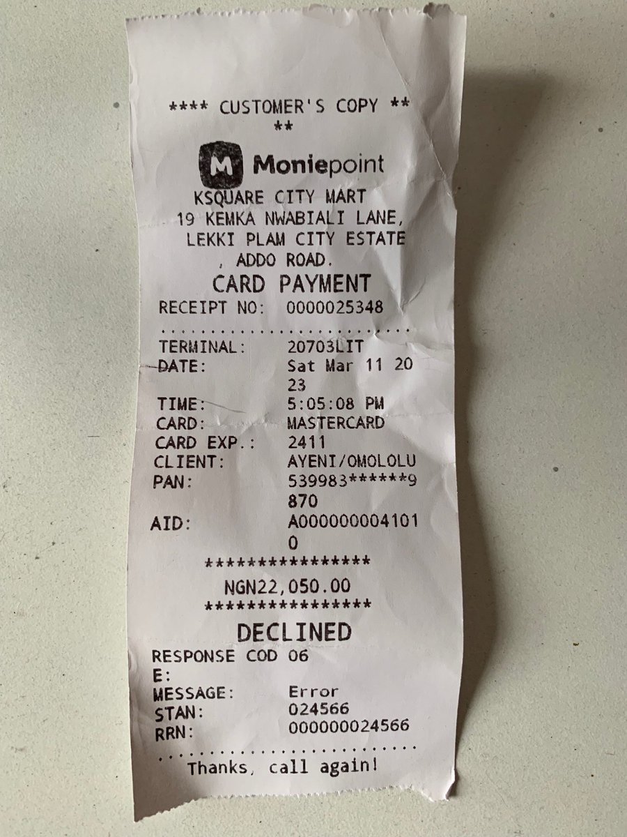 maxpecas's tweet photo. @moniepointng I don’t understand why you refuse to refund my bank for a declined transaction. My bank says you refuse to acknowledge their request. This has been since March 11th https://t.co/pEVDtCJRya