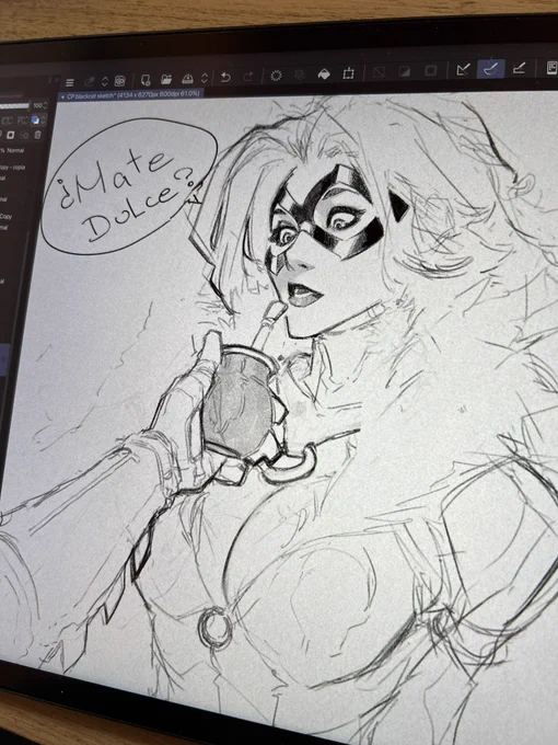 From what I read the other day in the comments, some of you guys didn't know about "Mate Dulce" so I made this quick sketch with our favorite match 😉 #marvel #blackcat #batman #comics #fanart