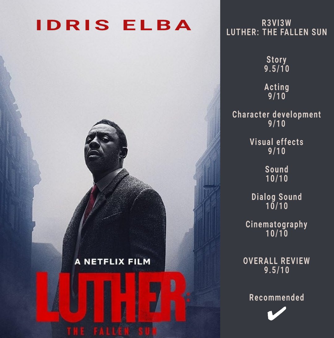 LUTHER: THE FALLEN SUN
#idriselba #andyserkis #cynthiaerivo

#review #moviereviews #reviewfilm #filmreview #filmreviews #moviereview  #moviecritic #filmcritic #tvreview #movies #film #actors #netflix #primevideo #r3vi3wz #lutherthefallensun #bbcfilm