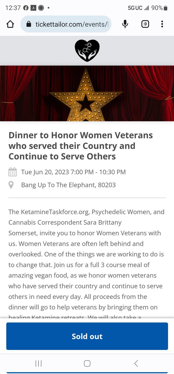 KetamineTaskfor's tweet image. Sold out!!! Thank you all who bought a ticket and helping us to celebrate 10 Amazing Women Veterans tonight.
Can't wait to see everyone there!!!!