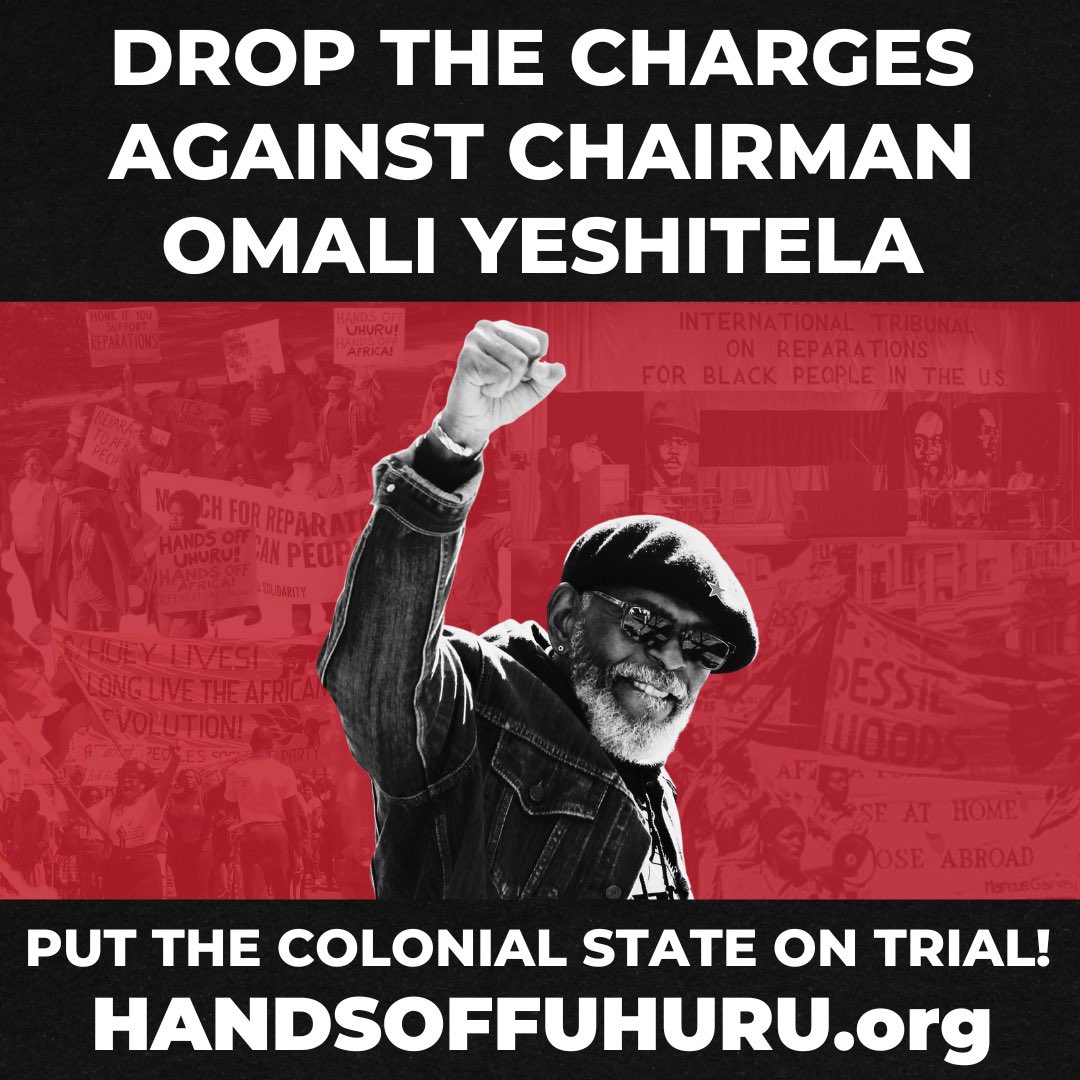 HandsOffUhuru's tweet photo. Drop the Charges against the Uhuru-3!
Drop the Charges against Chairman Omali Yeshitela, Penny Hess and Jesse Nevel!
https://t.co/bYIb4UGxKt
#HandsOffUhuru #HandsOffAfrica #Uhuru3 #DropTheCharges #FreeSpeech #RightToFreeSpeech #UhuruMovement #PennyHess #JesseNevel #StopFBI https://t.co/4znDI1YwqA