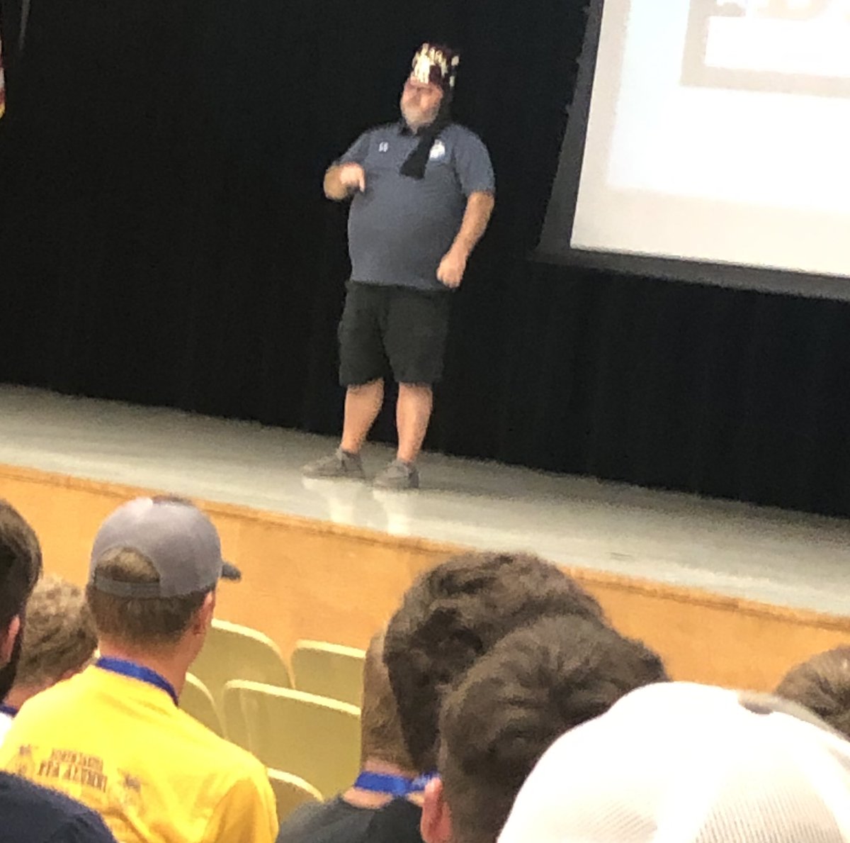 We have a room full of <a href="/ndshrinebowl/">ND Shrine Bowl</a> players, coaches, and Shrine volunteers. These young men bring great energy to our campus and the game raises money for medical needs. Welcome to campus!