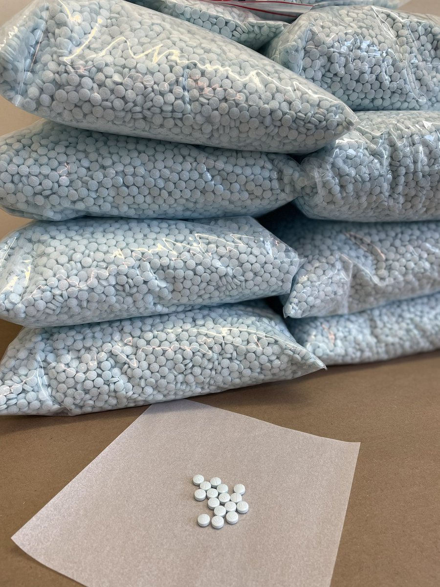 Seized fentanyl pills from a #DEA #LA case at the DEA SW Lab. #DYK according to DEA lab testing, on average a fentanyl pill contains 2.34 milligrams of fentanyl. 2 milligrams is considered a potentially deadly dose. The SW lab has tested pills with over 6 milligrams of fentanyl.