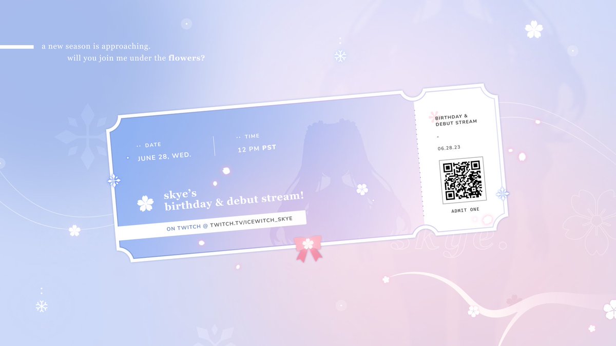 icewitch_skye's tweet photo. ❄️🌸 ᵃ ⁿᵉʷ ˢᵉᵃˢᵒⁿ ᵃᵖᵖʳᵒᵃᶜʰᵉˢ 🌸❄️
---
• birthday celebration
• new model debut
• new graphics
Time: June 28th at 12pm [noon] PDT/3pm EDT
---
To RSVP: either click the link below, or use the QR code on your ticket. RTs also appreciated.
» https://t.co/p0dlHpQhCU https://t.co/4axlPViDFh
