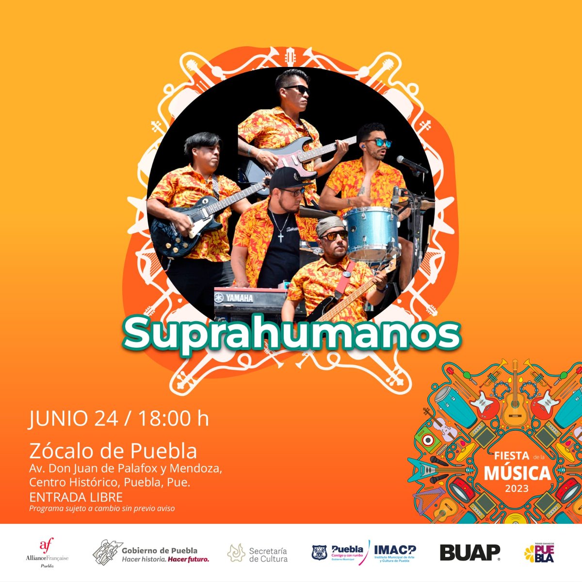Suprahumanos_Of's tweet photo. A GOZARLA 🔥❤️ nos vemos este sábado para cerrar con todo el escenario del zócalo en cuadro de la fiesta de la música 2023, pandillota los queremos ver bailar 💃🕺🌊 #Suprahumanos #AdultosConShort #surfmex #surf #Instrumental #garage #Puebla #México #fiestadelamúsica #zócalo https://t.co/mfbzwmEBID